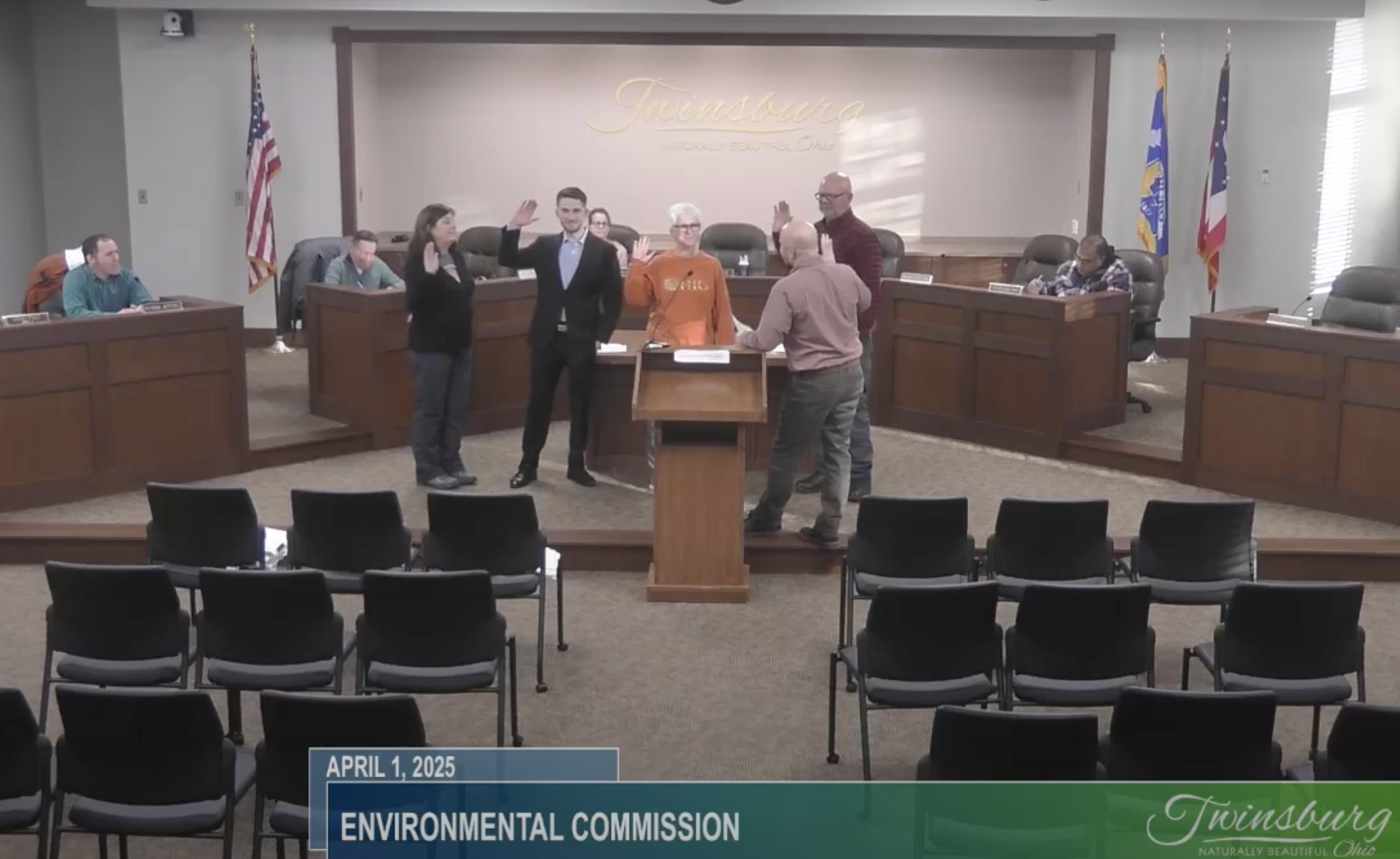 Jonah and three other commissioners being sworn in to another 2-year term on the City's Environmental Commission.